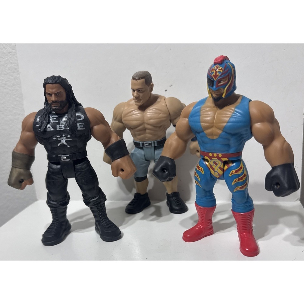 2021 Mattel WWE 5.5" Bend & Bash LOT Of 3 Wrestling Figures Reigns Cena Mysterio